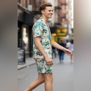Old Navy Green Palm Print Shirt and Shorts